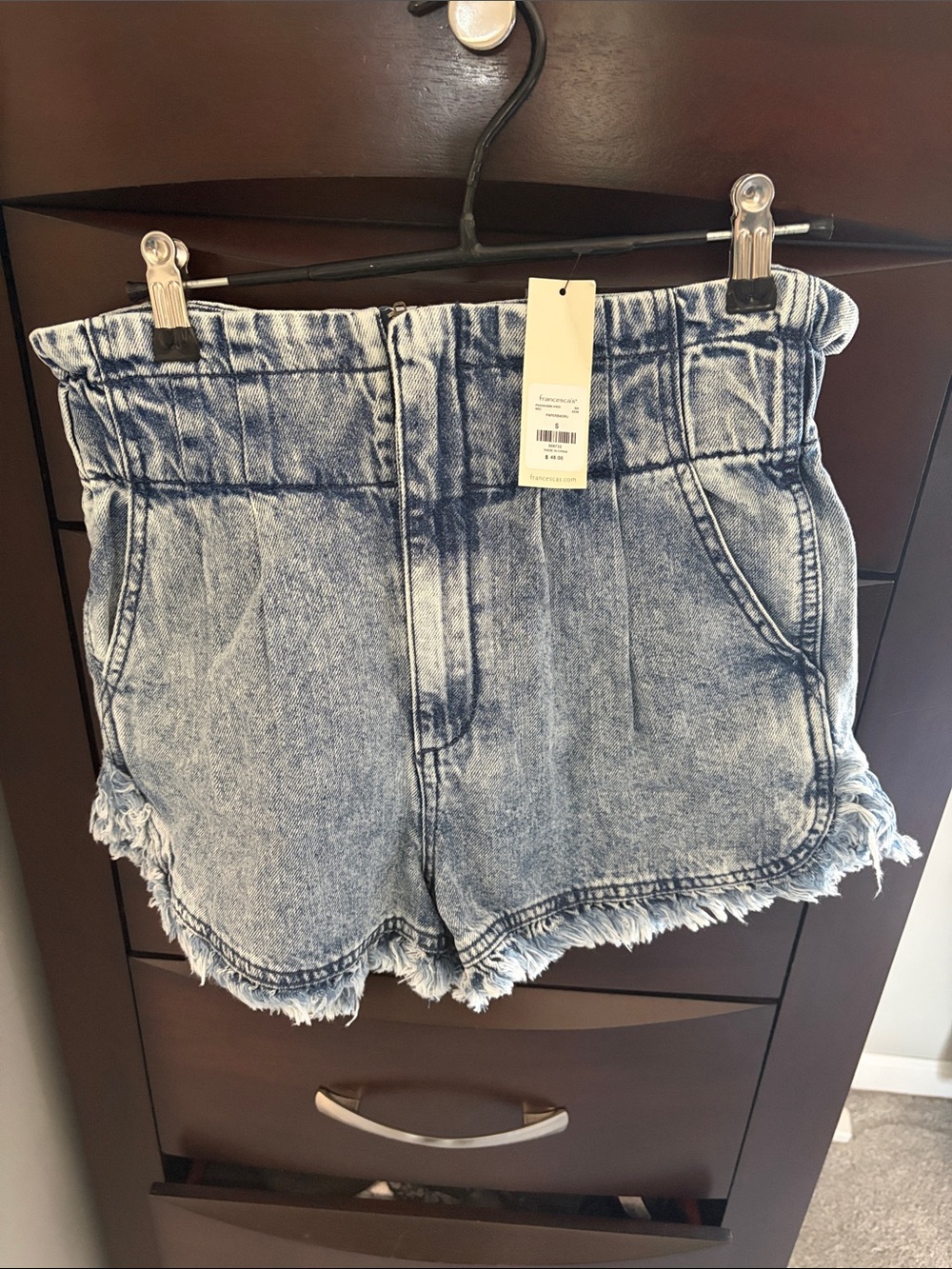 Acid Wash Denim Shorts - Light Blue